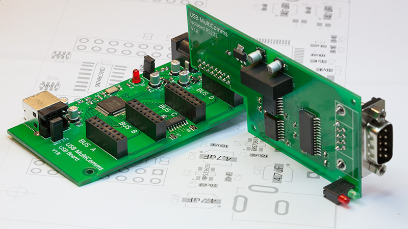 Click to view large image of PCB with RS232 prototype board