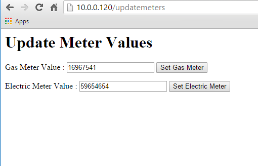 Config update page screenshot
