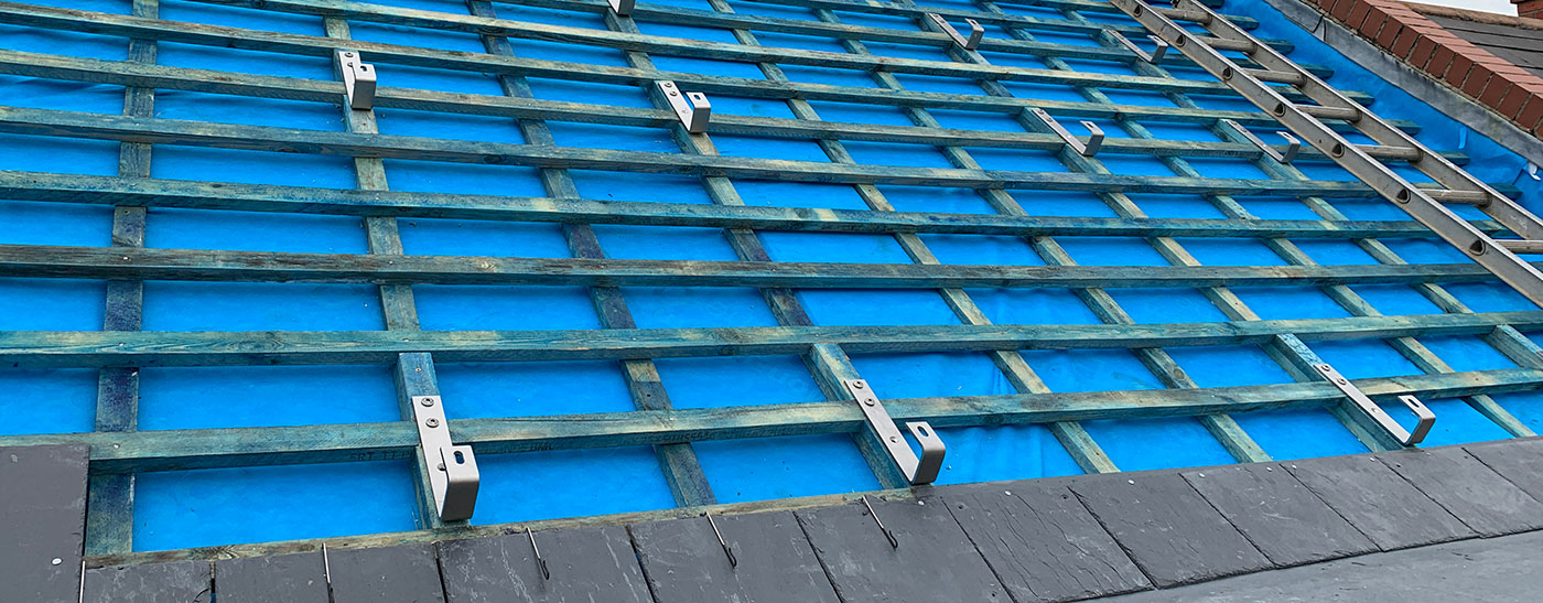Brackets fitted to the roof rafters