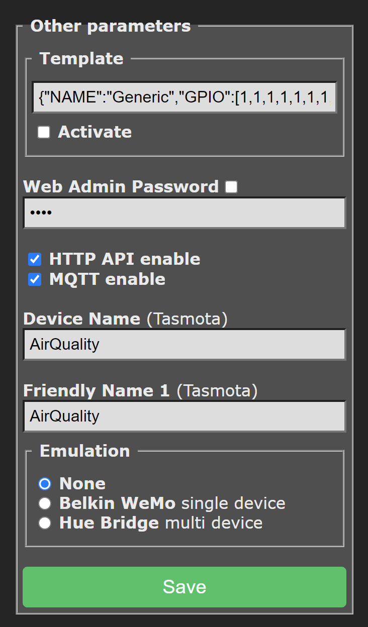 Tasmota Configure Other