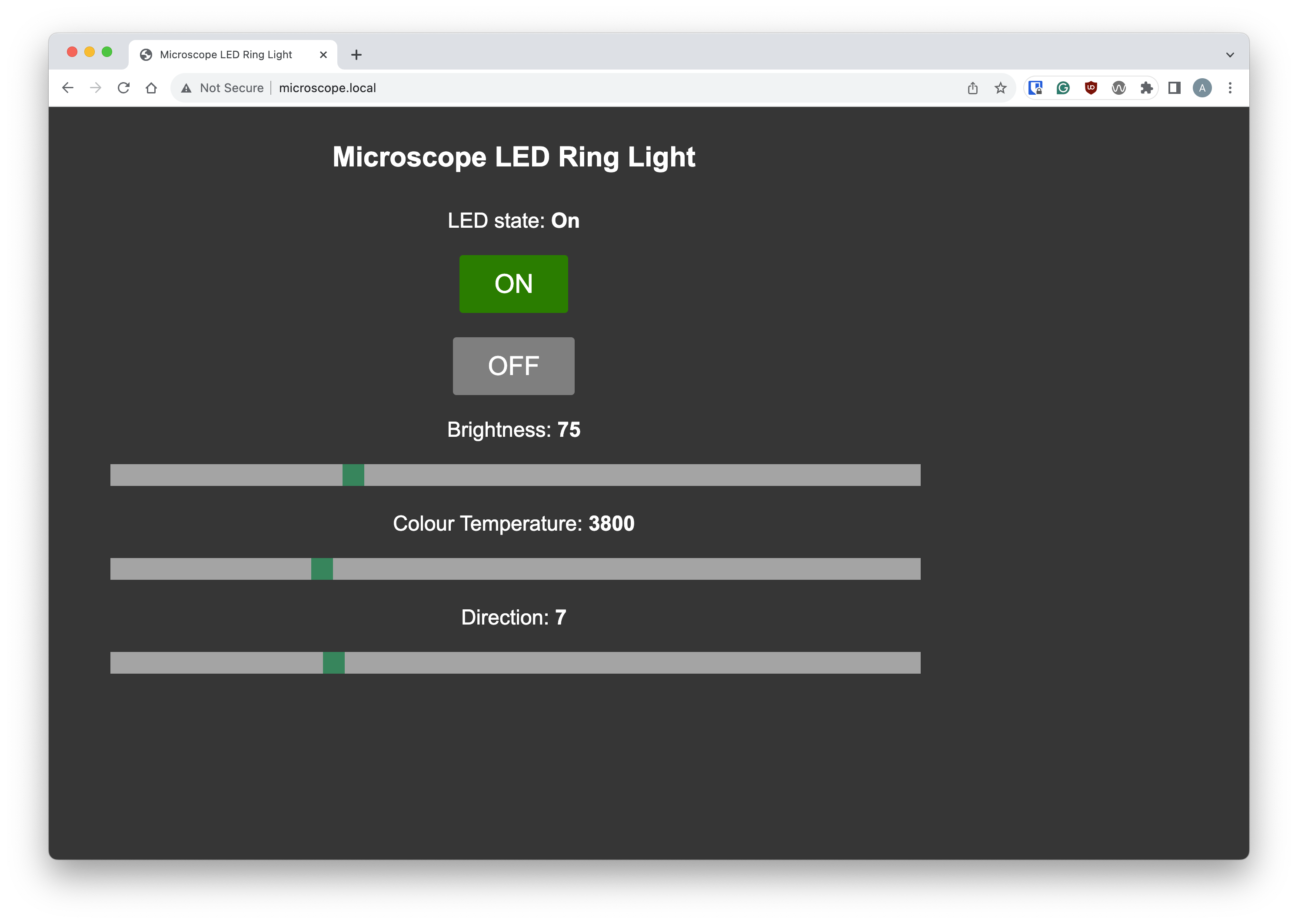 Web interface screenshot