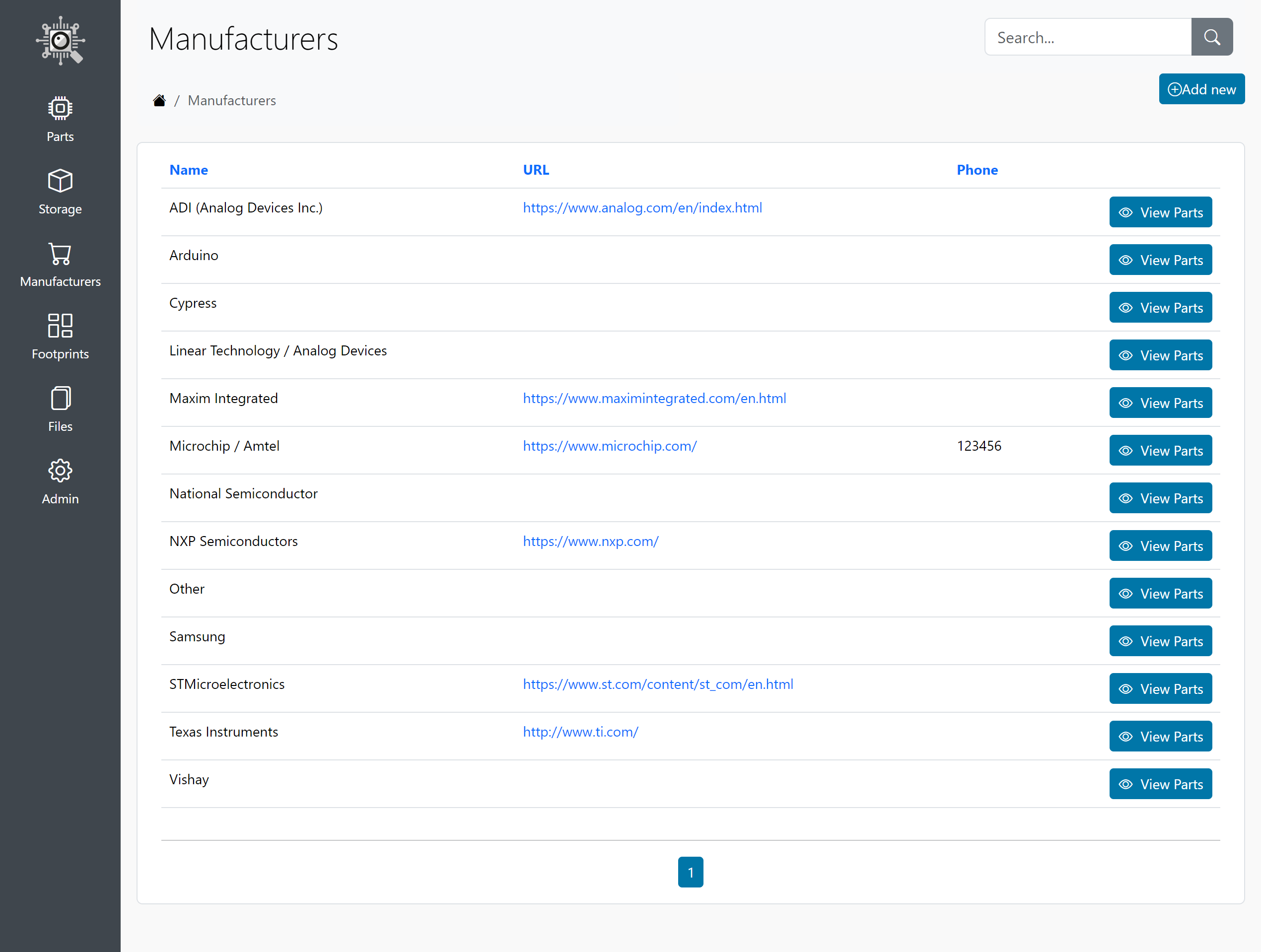 Manufacturers Screen
