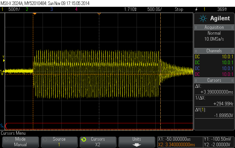 Click to view large image of 3.3ms pulse on scope
