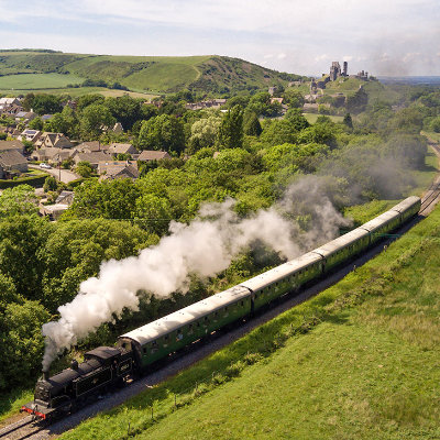 Train leaving Corfe Castle #176