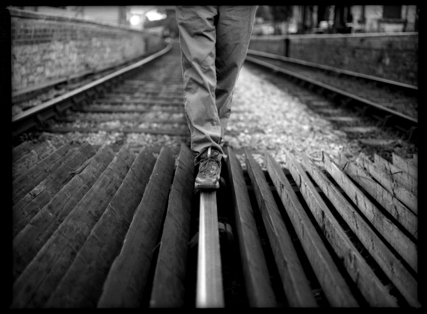 Photo of feet on the line