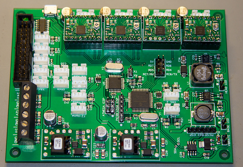 Click to view large image of Other components soldered onto the board