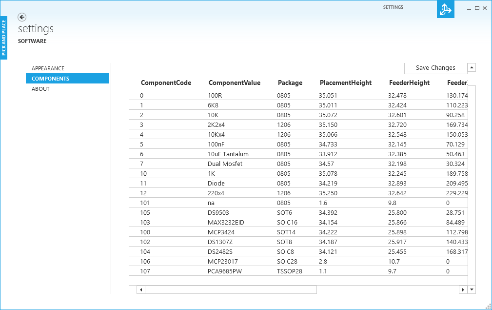 Click to view larger image of Components Editor Screen