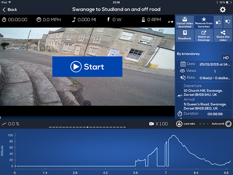 Click to view large image of Screen shot of the Kinomap app with my route loaded